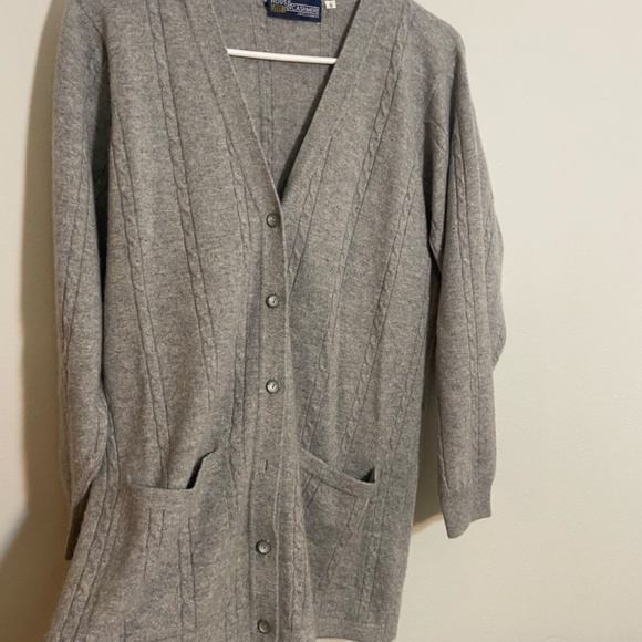 House of Cashmere Cardigans bundle of 2 tan and one gray cardigan 100& chasmere - Picture 7 of 13